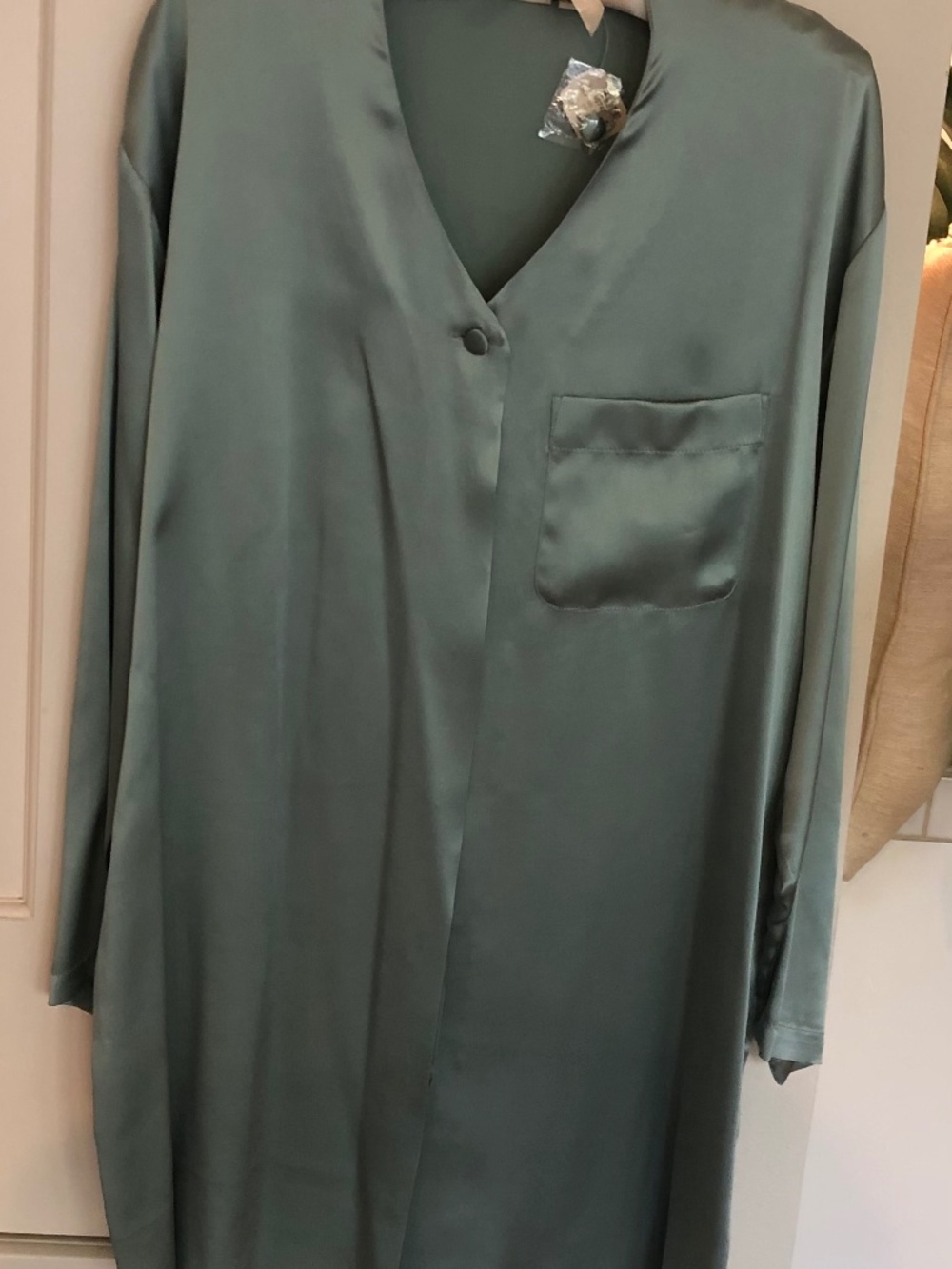 Victoria's Secret Shirt Sleepwear 100% Silk Light Blue Size M/L